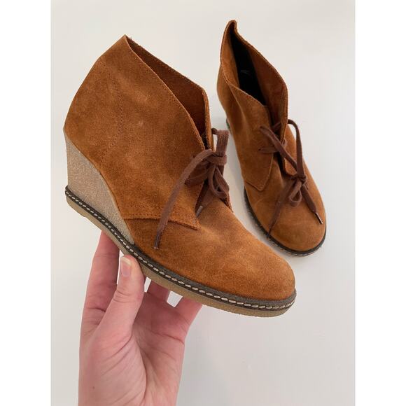J Crew Size 8 Brown Suede Ankle Bootie Heels Lace Up Rubber Heels - Picture 1 of 10